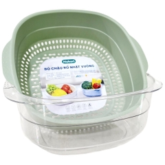 Bộ chậu rổ 2 lớp cao cấp Hokori tiện dụng 2338/2339 Nhựa Việt Nhật Shop