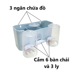 Hộp Đựng Bàn Chải 3 cốc tiện lợi Nhựa Việt Nhật 1347 Nhựa Việt Nhật Premium