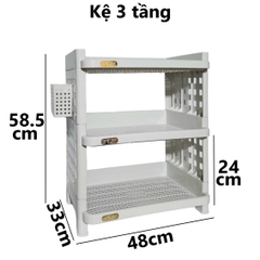 Kệ đựng bát đĩa chữ nhật 3 tầng tiện dụng, kệ nhật 3T 5528-3 Nhựa Việt Nhật Shop