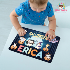 Bảng ghép hình bằng gỗ chủ đề Halloween, giáo cụ Montessori, đồ chơi giáo dục Nao.baby
