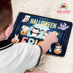 Bảng ghép hình bằng gỗ chủ đề Halloween, giáo cụ Montessori, đồ chơi giáo dục Nao.baby