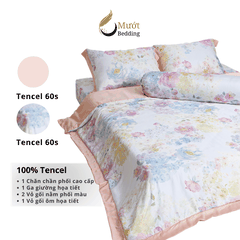 Bộ ga giường Mướt bedding chất liệu lụa Tencel bộ 5 món gồm chăn cao cấp đầy đủ size giường