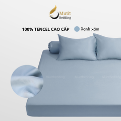 Bộ ga gối 4 món Lụa Tencel Mướt Bedding cao cấp trơn màu, set gồm 1 ga giường bo chun, 2 vỏ gối nằm và 1 vỏ gối ôm