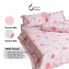 Bộ ga giường Mướt bedding chất liệu lụa Tencel bộ 5 món gồm chăn cao cấp đầy đủ size giường