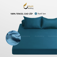 Bộ ga gối 4 món Lụa Tencel Mướt Bedding cao cấp trơn màu, set gồm 1 ga giường bo chun, 2 vỏ gối nằm và 1 vỏ gối ôm