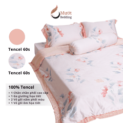 Bộ ga giường Mướt bedding chất liệu lụa Tencel bộ 5 món gồm chăn cao cấp đầy đủ size giường