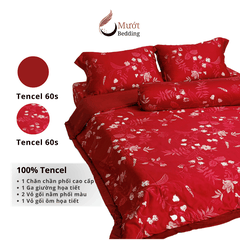 Bộ ga giường Mướt bedding chất liệu lụa Tencel bộ 5 món gồm chăn cao cấp đầy đủ size giường
