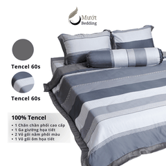 Bộ ga giường Mướt bedding chất liệu lụa Tencel bộ 5 món gồm chăn cao cấp đầy đủ size giường