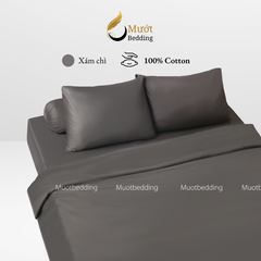 Bộ chăn ga gối Cotton Satin trơn màu cao cấp Mướt bedding đầy đủ size, set gồm Vỏ chăn + ga giường + vỏ gối nằm