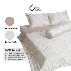 Bộ ga giường Mướt bedding chất liệu lụa Tencel bộ 5 món gồm chăn cao cấp đầy đủ size giường