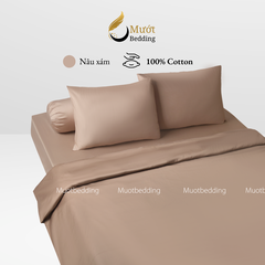 Bộ chăn ga gối Cotton Satin trơn màu cao cấp Mướt bedding đầy đủ size, set gồm Vỏ chăn + ga giường + vỏ gối nằm