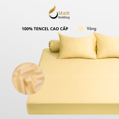 Bộ ga gối 4 món Lụa Tencel Mướt Bedding cao cấp trơn màu, set gồm 1 ga giường bo chun, 2 vỏ gối nằm và 1 vỏ gối ôm