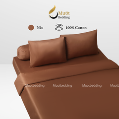Bộ chăn ga gối Cotton Satin trơn màu cao cấp Mướt bedding đầy đủ size, set gồm Vỏ chăn + ga giường + vỏ gối nằm