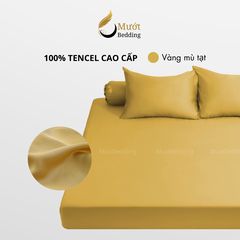 Bộ ga gối 4 món Lụa Tencel Mướt Bedding cao cấp trơn màu, set gồm 1 ga giường bo chun, 2 vỏ gối nằm và 1 vỏ gối ôm