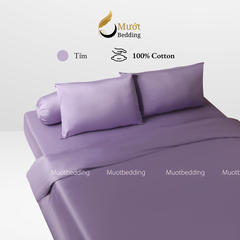 Bộ chăn ga gối Cotton Satin trơn màu cao cấp Mướt bedding đầy đủ size, set gồm Vỏ chăn + ga giường + vỏ gối nằm