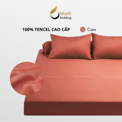 Bộ ga gối 4 món Lụa Tencel Mướt Bedding cao cấp trơn màu, set gồm 1 ga giường bo chun, 2 vỏ gối nằm và 1 vỏ gối ôm