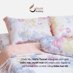 Bộ ga giường Mướt bedding chất liệu lụa Tencel bộ 5 món gồm chăn cao cấp đầy đủ size giường