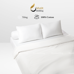 Bộ chăn ga gối Cotton Satin trơn màu cao cấp Mướt bedding đầy đủ size, set gồm Vỏ chăn + ga giường + vỏ gối nằm