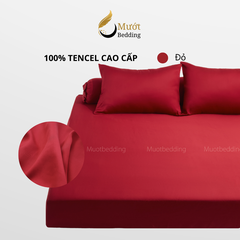 Bộ ga gối 4 món Lụa Tencel Mướt Bedding cao cấp trơn màu, set gồm 1 ga giường bo chun, 2 vỏ gối nằm và 1 vỏ gối ôm