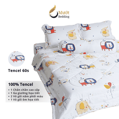 Bộ ga giường Mướt bedding chất liệu lụa Tencel bộ 5 món gồm chăn cao cấp đầy đủ size giường