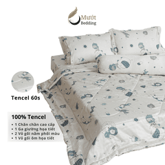 Bộ ga giường Mướt bedding chất liệu lụa Tencel bộ 5 món gồm chăn cao cấp đầy đủ size giường