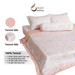 Bộ ga giường Mướt bedding chất liệu lụa Tencel bộ 5 món gồm chăn cao cấp đầy đủ size giường