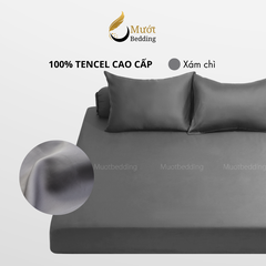 Bộ ga gối 4 món Lụa Tencel Mướt Bedding cao cấp trơn màu, set gồm 1 ga giường bo chun, 2 vỏ gối nằm và 1 vỏ gối ôm
