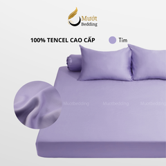 Bộ ga gối 4 món Lụa Tencel Mướt Bedding cao cấp trơn màu, set gồm 1 ga giường bo chun, 2 vỏ gối nằm và 1 vỏ gối ôm