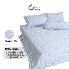 Bộ ga giường Mướt bedding chất liệu lụa Tencel bộ 5 món gồm chăn cao cấp đầy đủ size giường