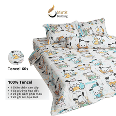 Bộ ga giường Mướt bedding chất liệu lụa Tencel bộ 5 món gồm chăn cao cấp đầy đủ size giường