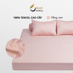 Bộ ga gối 4 món Lụa Tencel Mướt Bedding cao cấp trơn màu, set gồm 1 ga giường bo chun, 2 vỏ gối nằm và 1 vỏ gối ôm