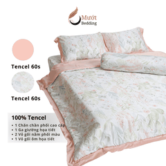 Bộ ga giường Mướt bedding chất liệu lụa Tencel bộ 5 món gồm chăn cao cấp đầy đủ size giường