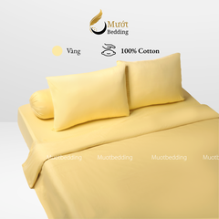 Bộ chăn ga gối Cotton Satin trơn màu cao cấp Mướt bedding đầy đủ size, set gồm Vỏ chăn + ga giường + vỏ gối nằm