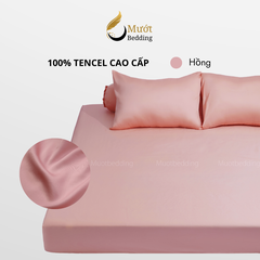 Bộ ga gối 4 món Lụa Tencel Mướt Bedding cao cấp trơn màu, set gồm 1 ga giường bo chun, 2 vỏ gối nằm và 1 vỏ gối ôm