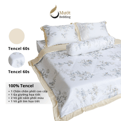 Bộ ga giường Mướt bedding chất liệu lụa Tencel bộ 5 món gồm chăn cao cấp đầy đủ size giường