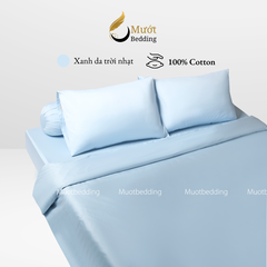 Bộ chăn ga gối Cotton Satin trơn màu cao cấp Mướt bedding đầy đủ size, set gồm Vỏ chăn + ga giường + vỏ gối nằm