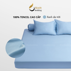 Bộ ga gối 4 món Lụa Tencel Mướt Bedding cao cấp trơn màu, set gồm 1 ga giường bo chun, 2 vỏ gối nằm và 1 vỏ gối ôm