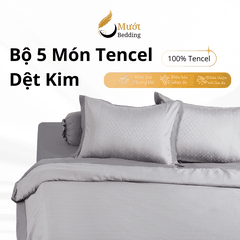 BST Ga gấm lụa 5 món cao cấp tencel dệt kim -  jacquard tencel Mướt bedding