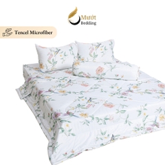 Bộ chăn ga gối 5 món cao cấp Mướt Bedding chất liệu lụa Tencel microfiber đủ size, chăn chần bông