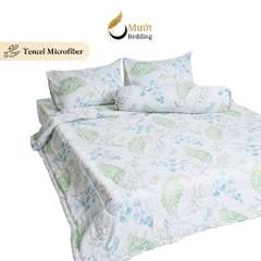 Bộ chăn ga gối 5 món cao cấp Mướt Bedding chất liệu lụa Tencel microfiber đủ size, chăn chần bông