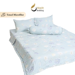 Bộ chăn ga gối 5 món cao cấp Mướt Bedding chất liệu lụa Tencel microfiber đủ size, chăn chần bông