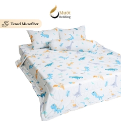 Bộ chăn ga gối 5 món cao cấp Mướt Bedding chất liệu lụa Tencel microfiber đủ size, chăn chần bông