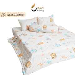 Bộ chăn ga gối 5 món cao cấp Mướt Bedding chất liệu lụa Tencel microfiber đủ size, chăn chần bông