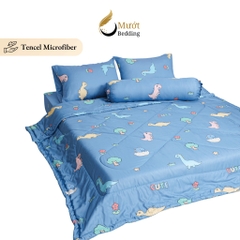 Bộ chăn ga gối 5 món cao cấp Mướt Bedding chất liệu lụa Tencel microfiber đủ size, chăn chần bông