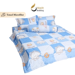 Bộ chăn ga gối 5 món cao cấp Mướt Bedding chất liệu lụa Tencel microfiber đủ size, chăn chần bông