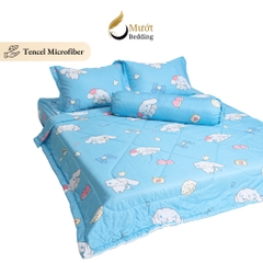 Bộ chăn ga gối 5 món cao cấp Mướt Bedding chất liệu lụa Tencel microfiber đủ size, chăn chần bông