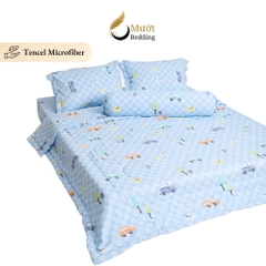 Bộ chăn ga gối 5 món cao cấp Mướt Bedding chất liệu lụa Tencel microfiber đủ size, chăn chần bông