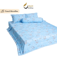 Bộ chăn ga gối 5 món cao cấp Mướt Bedding chất liệu lụa Tencel microfiber đủ size, chăn chần bông