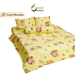 Bộ chăn ga gối 5 món cao cấp Mướt Bedding chất liệu lụa Tencel microfiber đủ size, chăn chần bông