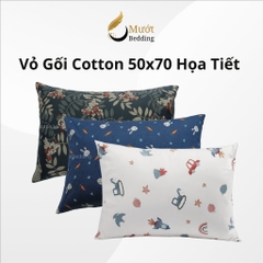 Vỏ gối Cotton 100% cao cấp nhiều họa tiết Mướt bedding Size 50x70 cm mềm mại, thấm hút tốt, áo gối dạng lồng bền đẹp